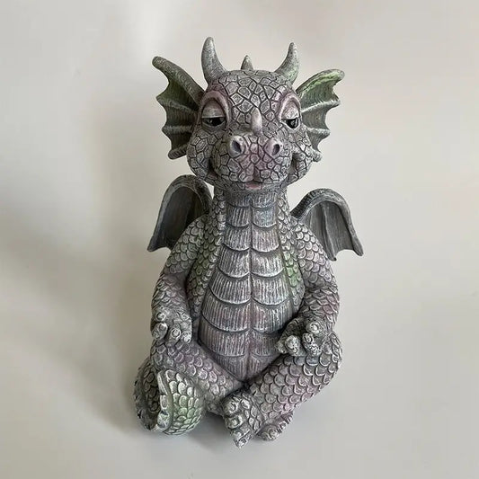 Resin Dragon Meditation Ornament for Home Decor