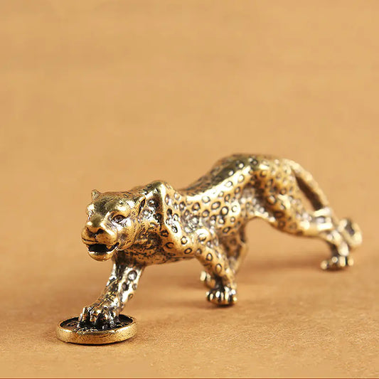 Brass Vintage Leopard Figurine for Home Decor