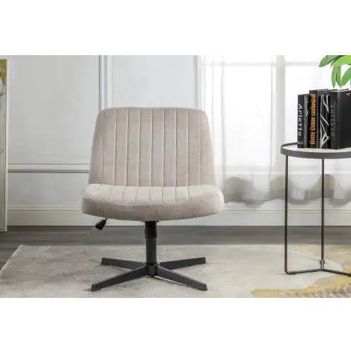 Comfy Swivel Task Chair, Armless Fabric Desk Chair with Wheels