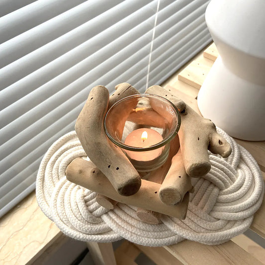 Nordic Vintage Driftwood Candle Holder for Home Decor