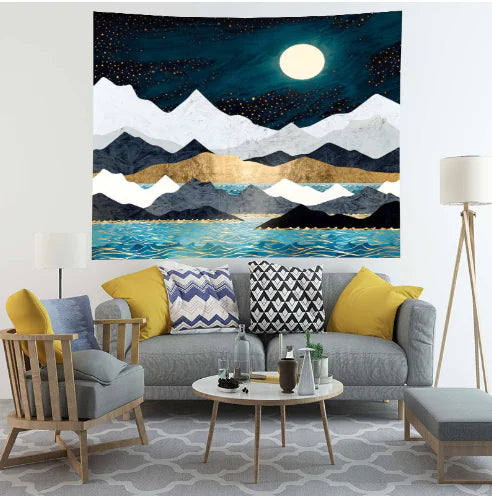 Colorful Mountain Bedroom Tapestry for Home Decor