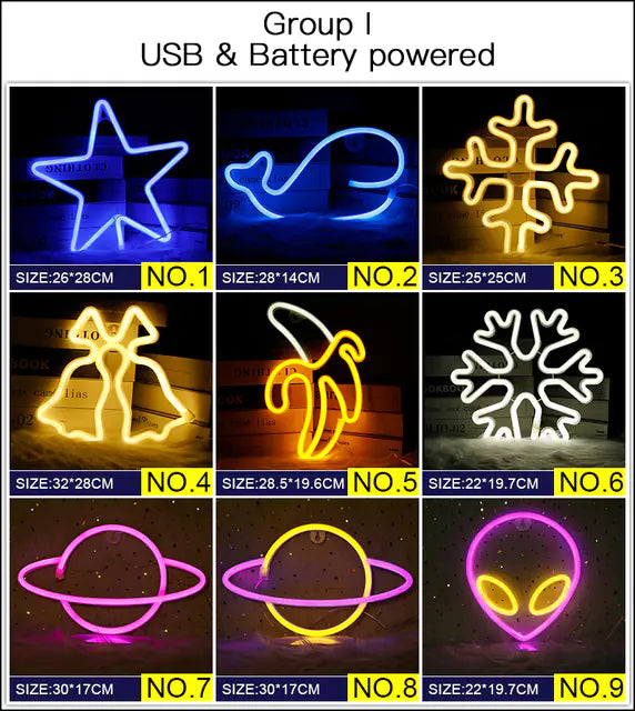 128 Styles LED Neon Sign USB Decorative Marquee Light