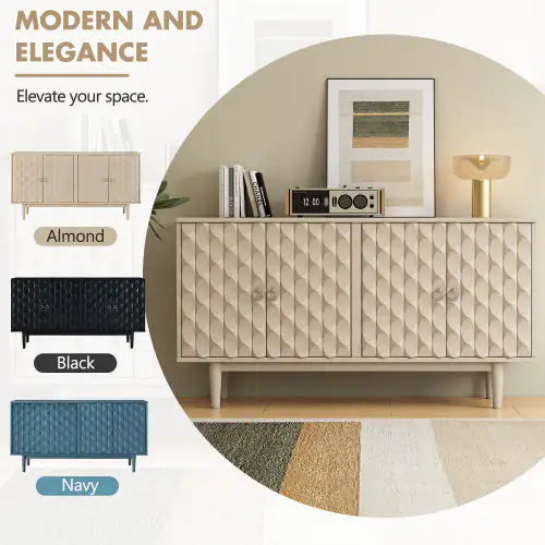 Sleek 4-Door Almond Sideboard