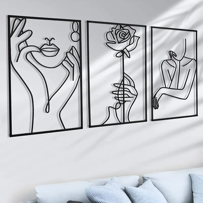 Thickened Modern Metal Line Art Wall Decor (1pc)