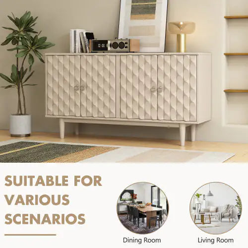 Sleek 4-Door Almond Sideboard