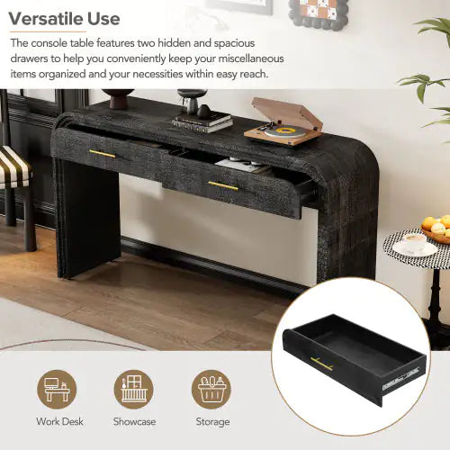 Chic Vintage Open Console Table with Dual Drawers