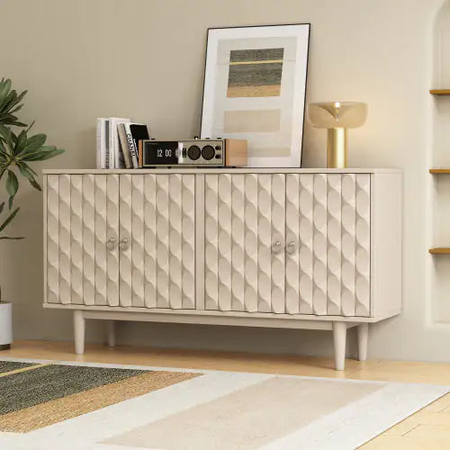 Sleek 4-Door Almond Sideboard