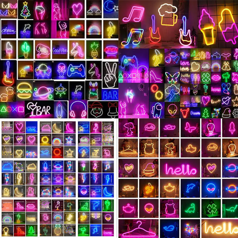 128 Styles LED Neon Sign USB Decorative Marquee Light