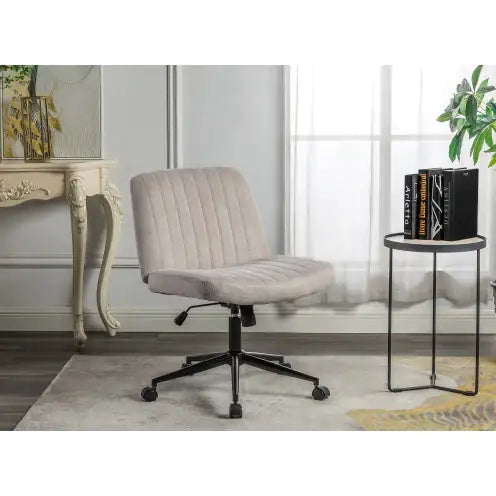 Comfy Swivel Task Chair, Armless Fabric Desk Chair with Wheels