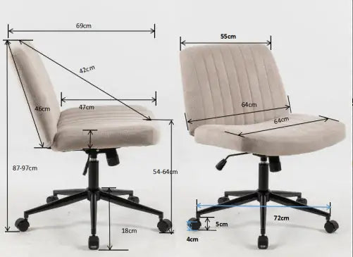 Comfy Swivel Task Chair, Armless Fabric Desk Chair with Wheels