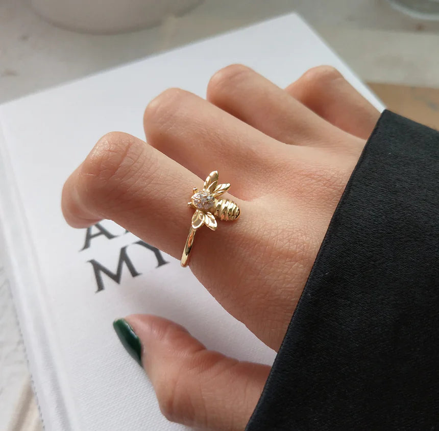 Korean 925 Silver Bee Ring - Trendy Animal Design