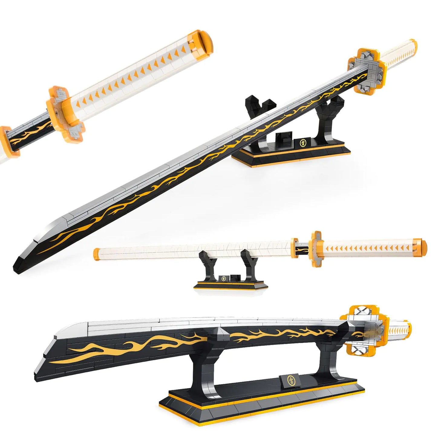 SATHIBI Zenitsu Anime Swords Building Set38.8in Cosplay Anime Samurai Sword Building Block with Scabbard and Stand Model Kits ToyCreative Gifts for Adults and Kids Ages 8+ (956 PCS)