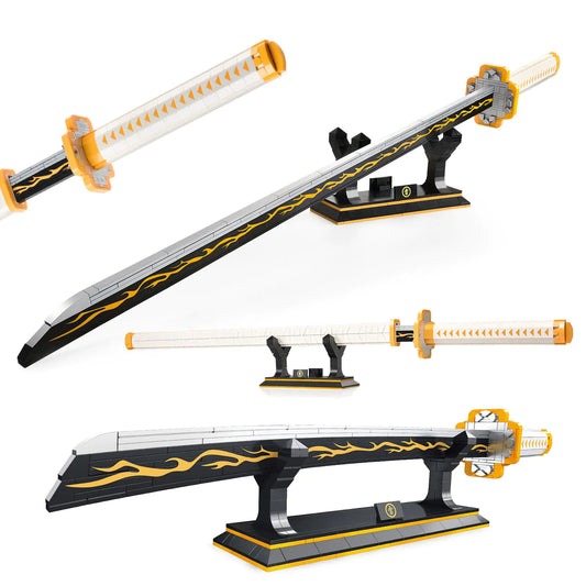 SATHIBI Zenitsu Anime Swords Building Set38.8in Cosplay Anime Samurai Sword Building Block with Scabbard and Stand Model Kits ToyCreative Gifts for Adults and Kids Ages 8+ (956 PCS)