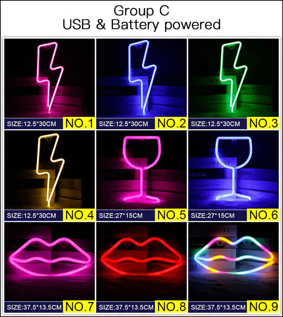 128 Styles LED Neon Sign USB Decorative Marquee Light