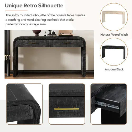 Chic Vintage Open Console Table with Dual Drawers