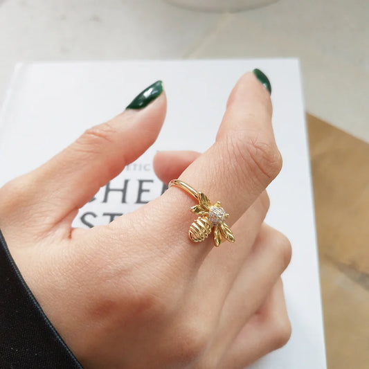 Korean 925 Silver Bee Ring - Trendy Animal Design
