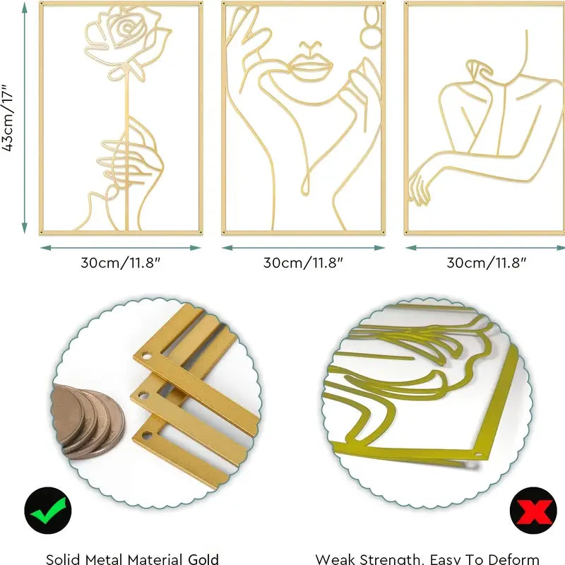 Thickened Modern Metal Line Art Wall Decor (1pc)