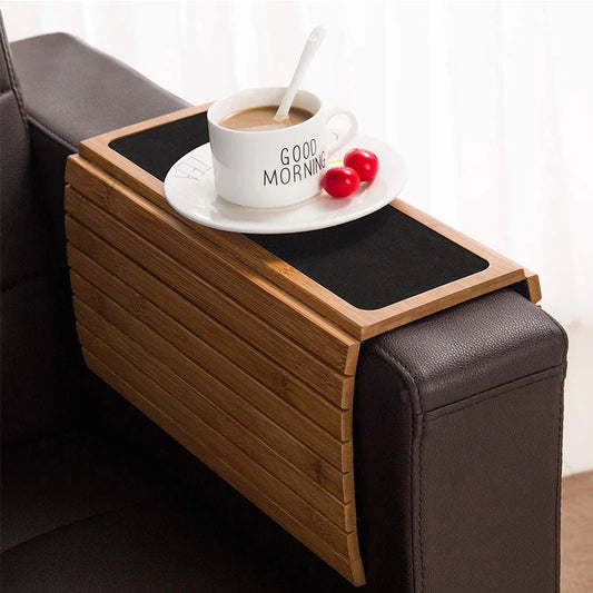 Solid Wood Sofa Tray with Phone Slot