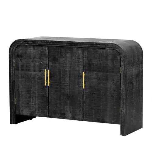 Vintage Minimalist Curved Sideboard With Gold Handles And Adjustable Partitions For The Living Room Or Dining Room