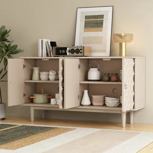 Sleek 4-Door Almond Sideboard