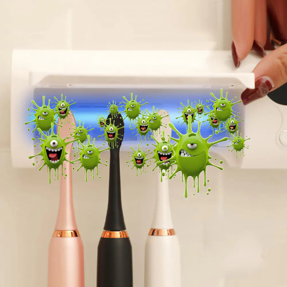 Wall-Mounted Toothpaste Dispenser with UV Toothbrush Holder