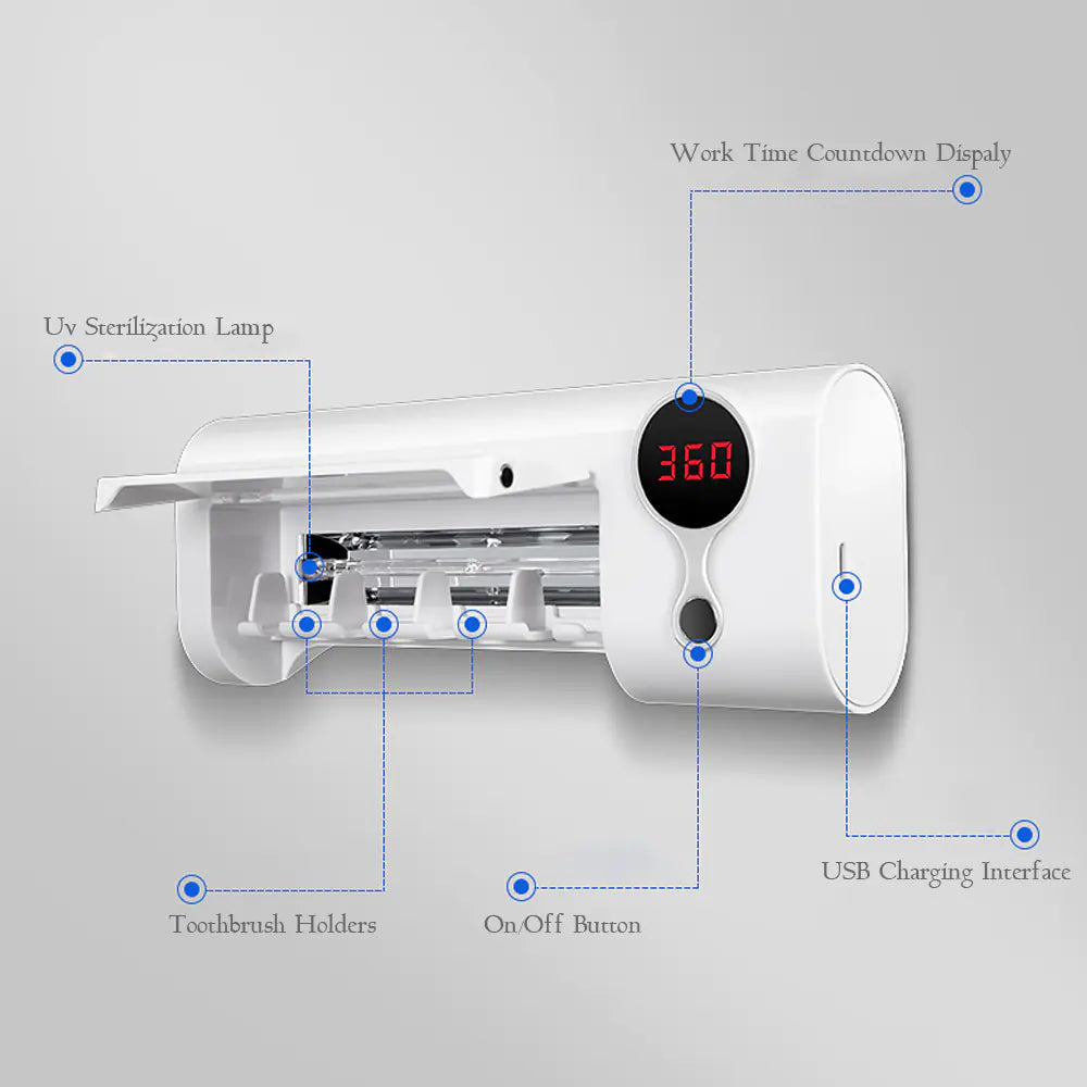 Wall-Mounted Toothpaste Dispenser with UV Toothbrush Holder