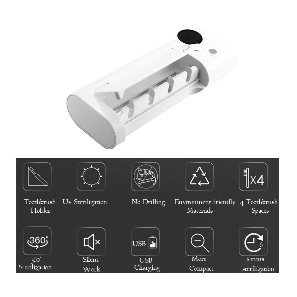 Wall-Mounted Toothpaste Dispenser with UV Toothbrush Holder