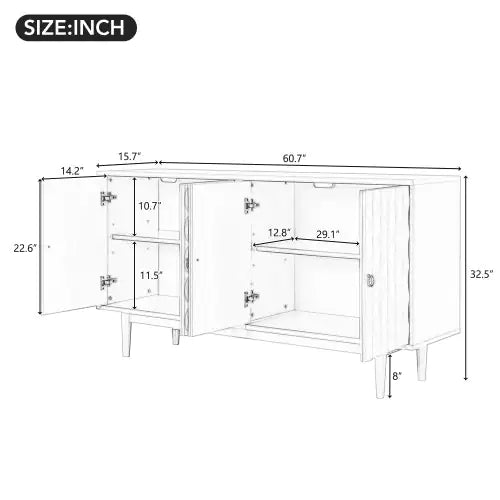 Sleek 4-Door Almond Sideboard
