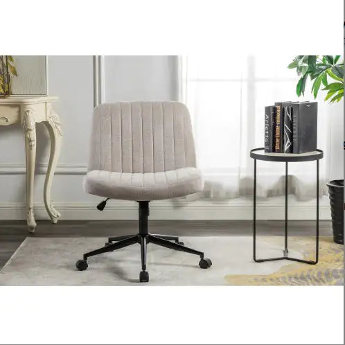 Comfy Swivel Task Chair, Armless Fabric Desk Chair with Wheels