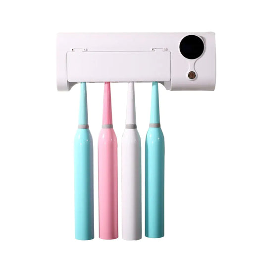 Wall-Mounted Toothpaste Dispenser with UV Toothbrush Holder